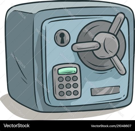 Cartoon steel safe box with lock icon vector image